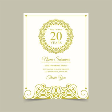 Süs desenli zarif doğum günü daveti