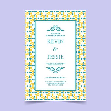 gradyan retro düğün davetiye şablonu