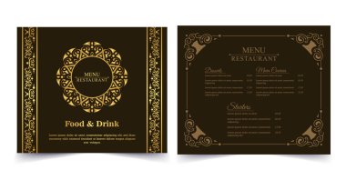 Logo süslemeli lüks restoran menüsü