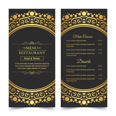 Logo süslemeli lüks restoran menüsü