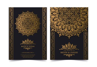 Zarif mandala düğün davetiyesi şablonu tasarımı