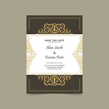 Düz retro düğün davetiye şablonu