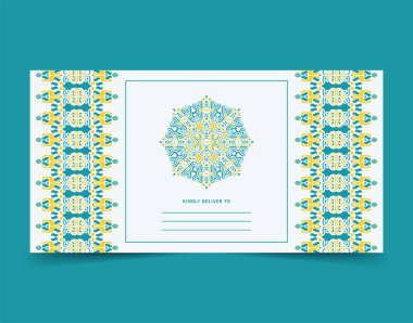 Renkli mandala kartviziti daveti klasik stil