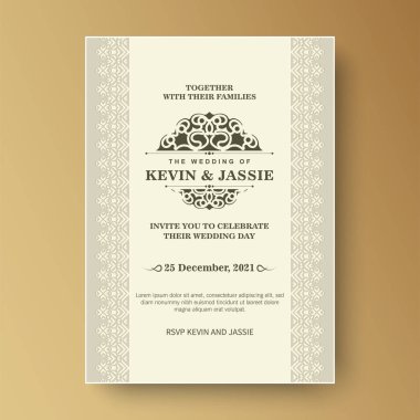 Klasik klasik düğün davetiyesi.