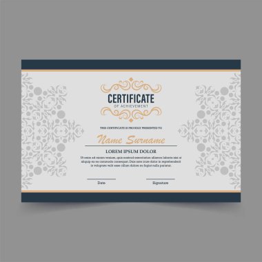 Eski altın kenarlı başarı şablonu sertifikası - Vektör
