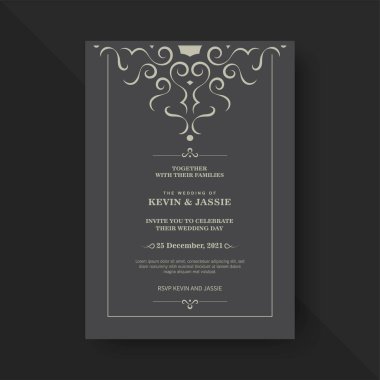 Klasik klasik düğün davetiyesi.