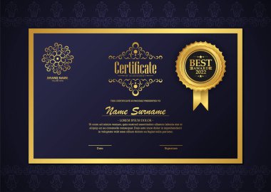 Başarı ödülü şablonunun klasik sertifikası