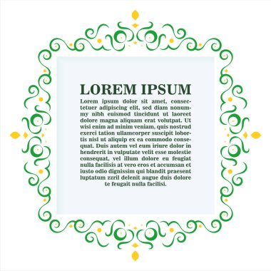 Renkli kaligrafi kare süsleme sınır çizgisi