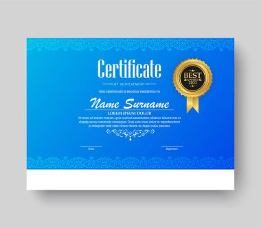 Mavi başarı sertifikası En iyi ödül diploması