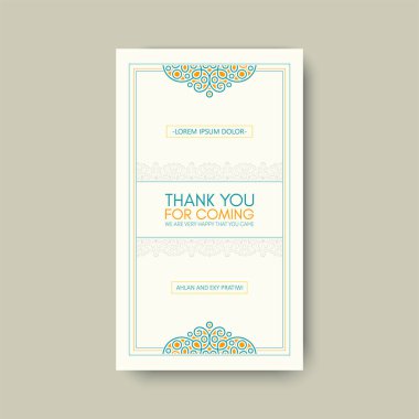 Renkli desenli düğün teşekkür kartları.