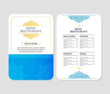 Renkli mandala desenli restoran menüsü