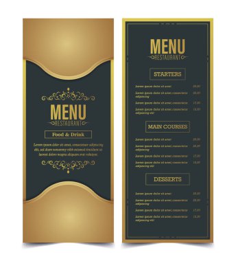 Süslü elementleri olan lüks menü restoranı.