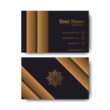 Süs tasarımı ile gösterişli koyu renk kartvizit şablonu