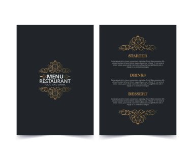 Süslü elementleri olan lüks menü restoranı.