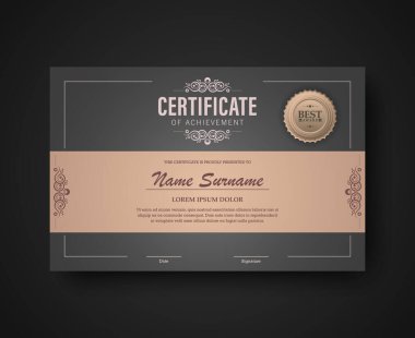 Başarı ödülünün klasik altın sertifikası şablonu