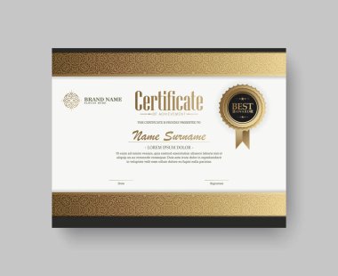 Başarı ödülünün klasik altın sertifikası şablonu