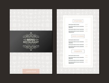 Doku desenli şık restoran menüsü