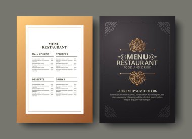 Süslü lüks restoran menüsü