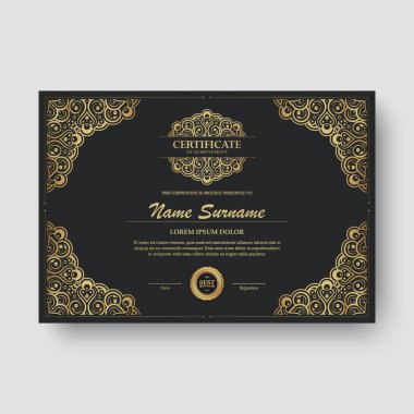 Zarif Altın Sertifika Tasarım Şablonu