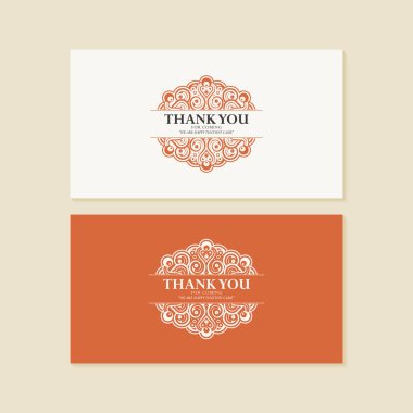 Simetrik dizaynlı teşekkür kartları.