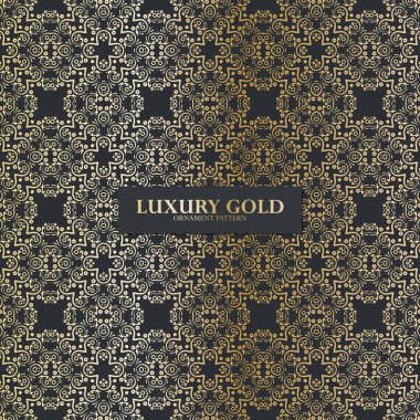 Koyu arkaplanda zarif bir altın süs deseni var.