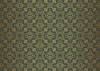 Koyu yeşil arka planda kusursuz altın desenli tasarım