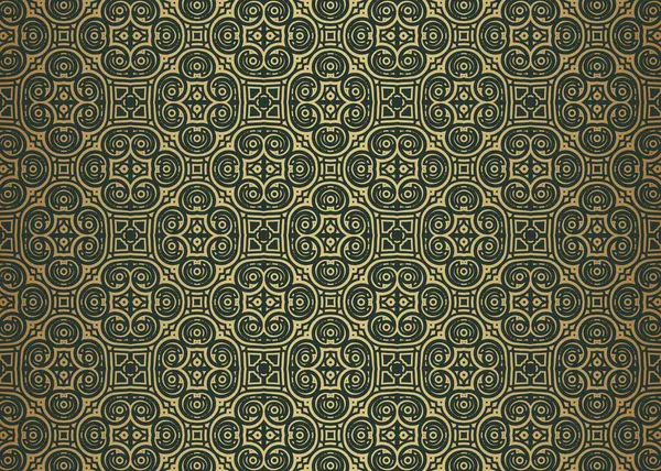 Koyu yeşil arka planda kusursuz altın desenli tasarım