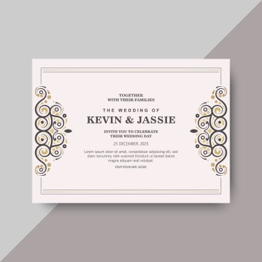 Zarif düğün davetiyesi şablonu tasarımı