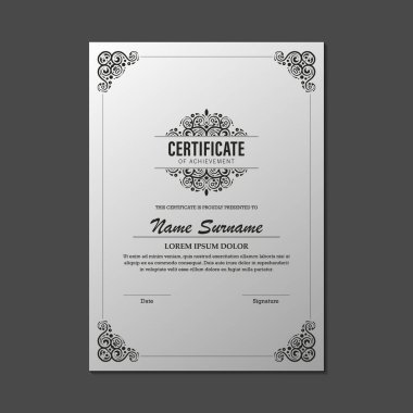 Başarı ödülü şablonunun klasik sertifikası