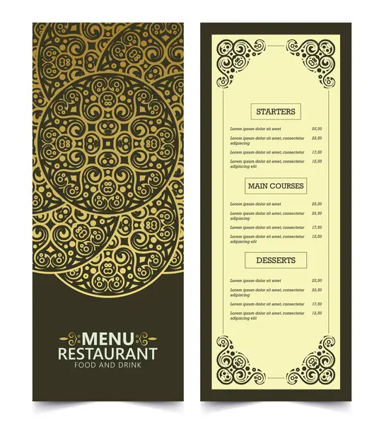 Mandala Stili Çiçek Tasarımı Şablonu ile Zarif Süs Restoran Menüsü Şablonu