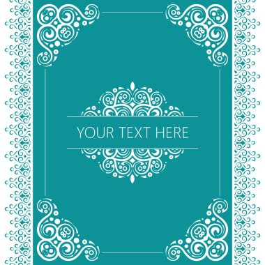 Girdap Süsleme Elemanı ve Teal Arkaplanı ile Dekoratif Flourish Çerçeve Sınırı
