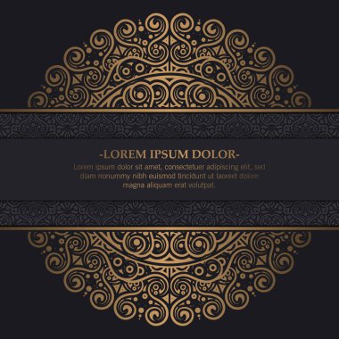 Davetiye Kartı Tasarımı için Altın Mandala Süsleme Çerçevesi