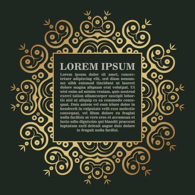 Kare Merkezi Dekorasyonlu Altın Dairesel Çerçeve