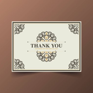Mandala ve Çerçeve Tasarım Elemanlarıyla Süslü Teşekkür Kartı