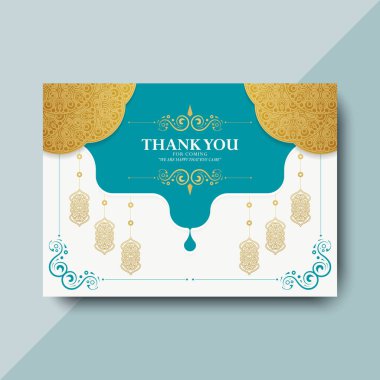 Fener ve Mandala Tebrik Kartı Süslü Zarif İslami Arkaplan