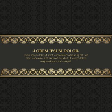 Koyu Desenli Arkaplan Resimleri Üzerine Zarif Süslü Altın Çerçeve