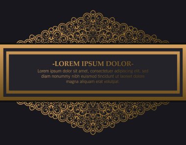 Koyu Arkaplan Davet Şablonundaki Zarif Altın Süsleme Çerçevesi