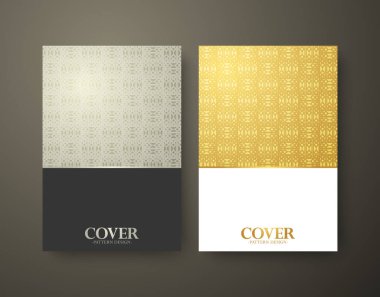 Zarif Geometrik Motif Kitap Kapak Şablonu Altın ve Gümüş Tasarım