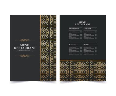 Zarif Süslü Restoran Menüsü Şablonu Altın Desenli Detay Tasarımı