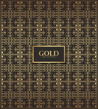 Zarif Altın Geometrik Sanat Deko Biçimli Kusursuz Tekrarlanabilir Desen Arkaplanı