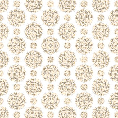 Süslü Elle Çizilmiş Çiçek Madalyası Kusursuz Tekrarlayan Şablon Tasarımı