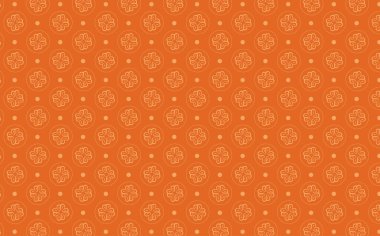 Zarif Çiçek Çemberi Tekrarlayıcı Detaylı Dekoratif Turuncu Arkaplan Deseni