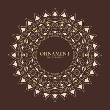 Karmaşık Dekoratif Mandala Süs Yuvarlak Sınır Davetiye Elemanı