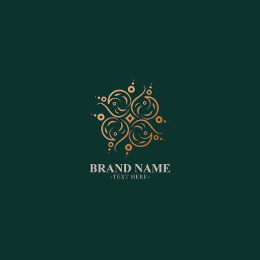 Ornate Decorative Gold Design Element Floral Shape Logo Template