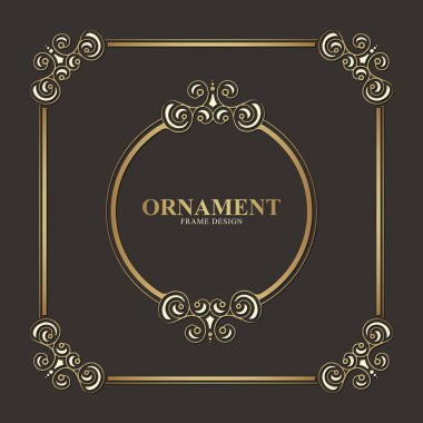 Elegant Golden Ornament Frame with Floral Decoration and Circular Shape