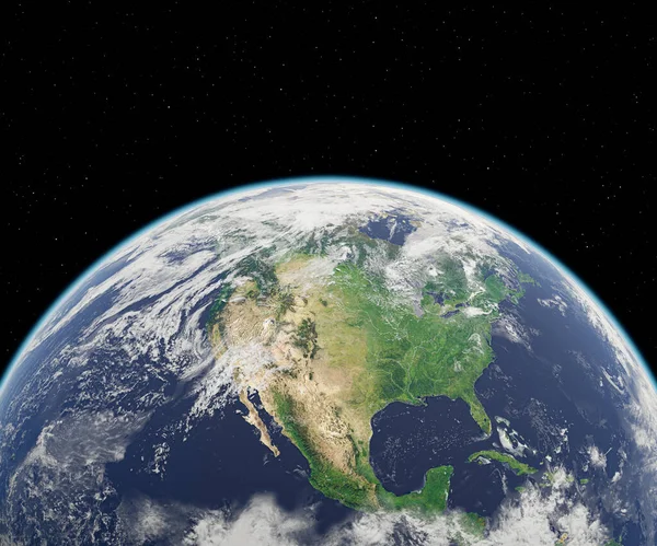 Ilustrasi Dari Planet Bumi Ruang Angkasa Difokuskan Pada Amerika Serikat — Stok Foto
