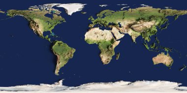 Son derece detaylı bir dünya haritasının üç boyutlu çizimi. Bu görüntünün elementleri NASA tarafından desteklenmektedir.