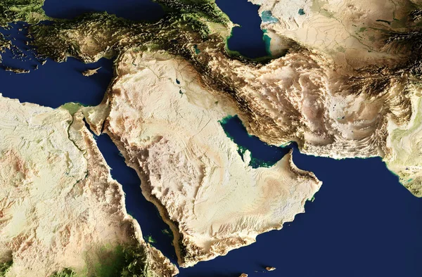 Ilustrasi Dari Peta Timur Tengah Yang Sangat Rinci Elemen Gambar — Stok Foto