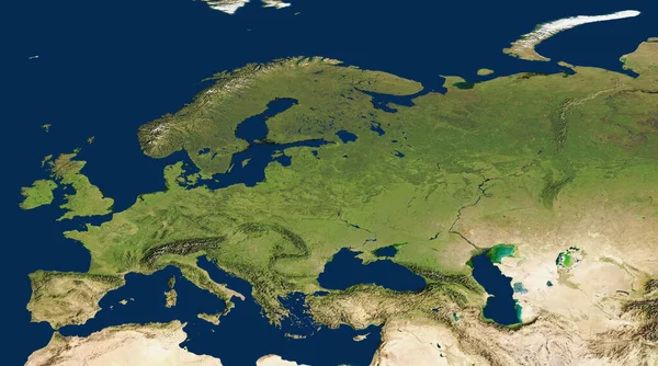 Ilustracja Bardzo Szczegółowej Mapy Europy Widok Satelitarny Lepsze Oświetlenie Cienie Obraz Stockowy
