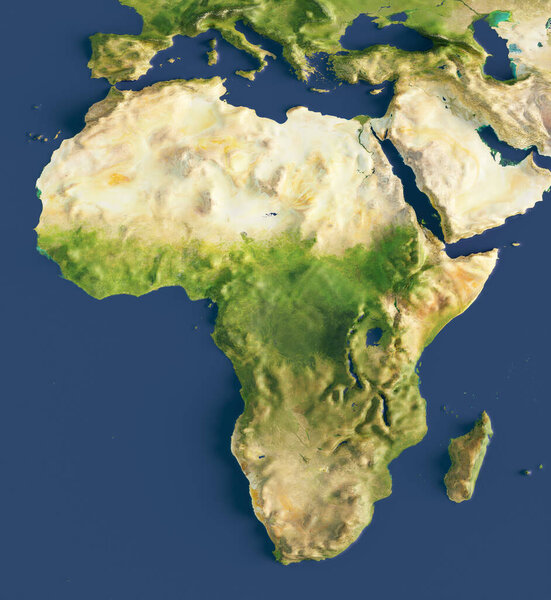 3d illustration of a map of Africa. Elements of this image furnished by NASA.